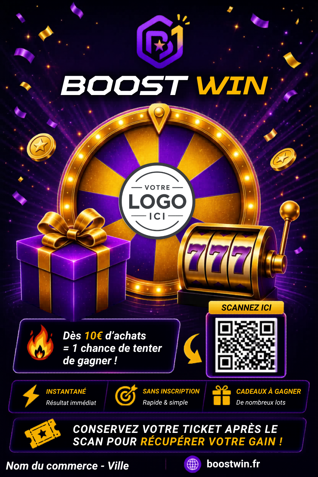 Affiche officielle BoostWin — Scan, joue, tente ta chance